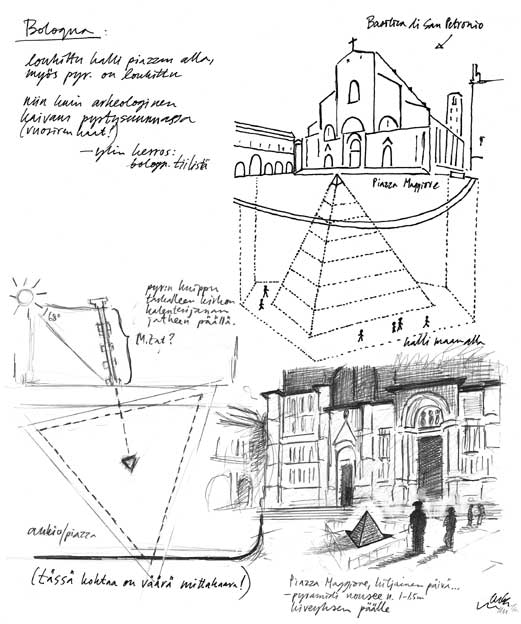 Nine Pyramids illustration project: Bologna sketchbook page